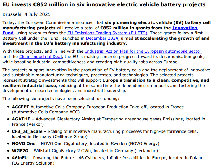 歐盟重金推動動力電池發展