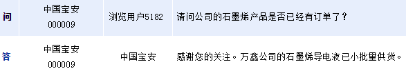 中國(guó)寶安：石墨烯導(dǎo)電液已小批量供貨