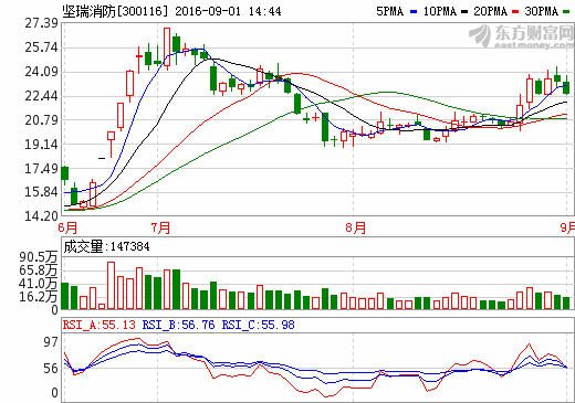 堅瑞消防：上半年營收2.23億元 同比增長19.77%