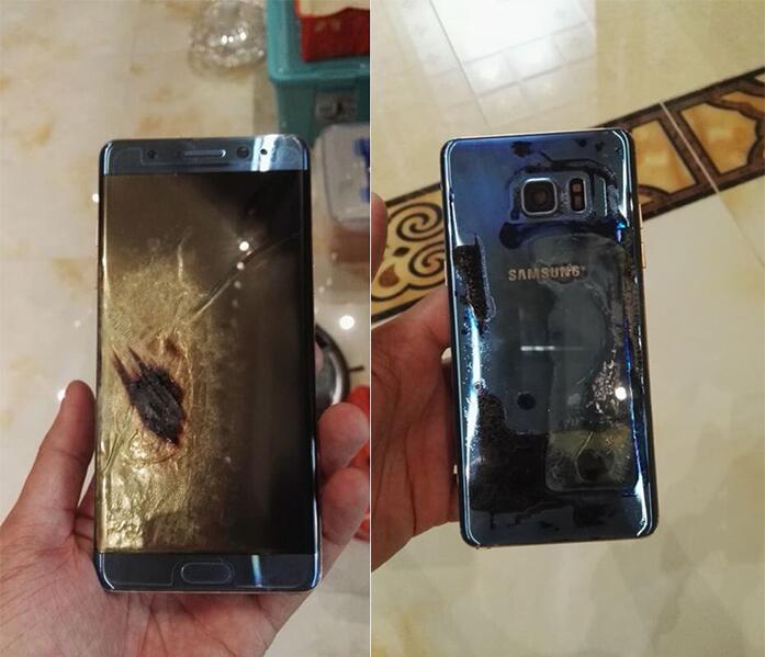 網友上傳手機爆炸后照片