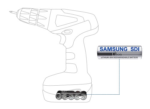 安裝了圓柱形鋰離子電池的無線電動工具 安裝了圓柱形鋰離子電池的無線電動工具