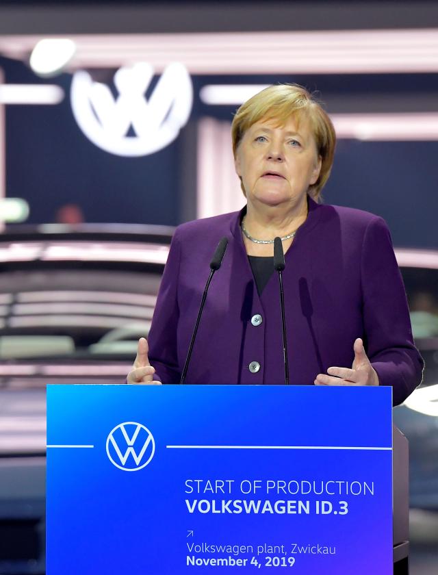大眾集團ID.3電動車舉行投產儀式 德國總理默克爾出席