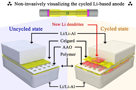 圖:無損、原位同步輻射X射線三維成像技術研究鋰金屬電極工作機制 圖:無損、原位同步輻射X射線三維成像技術研究鋰金屬電極工作機制