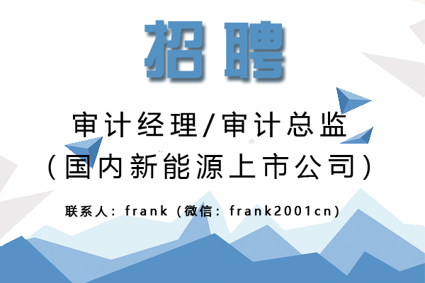 國內新能源上市公司誠聘審計經理/審計總監