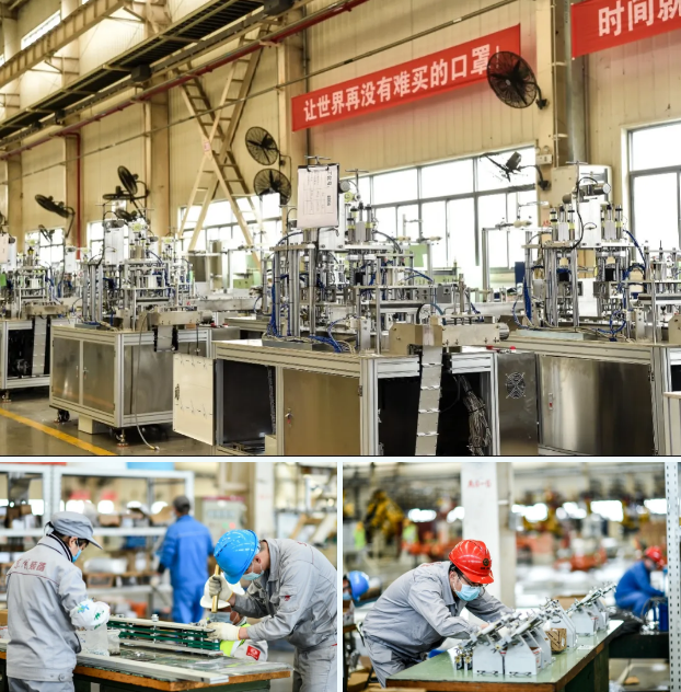 東風制造的首批口罩機下線 每臺產能為100只/分鐘 東風制造的首批口罩機下線 每臺產能為100只/分鐘