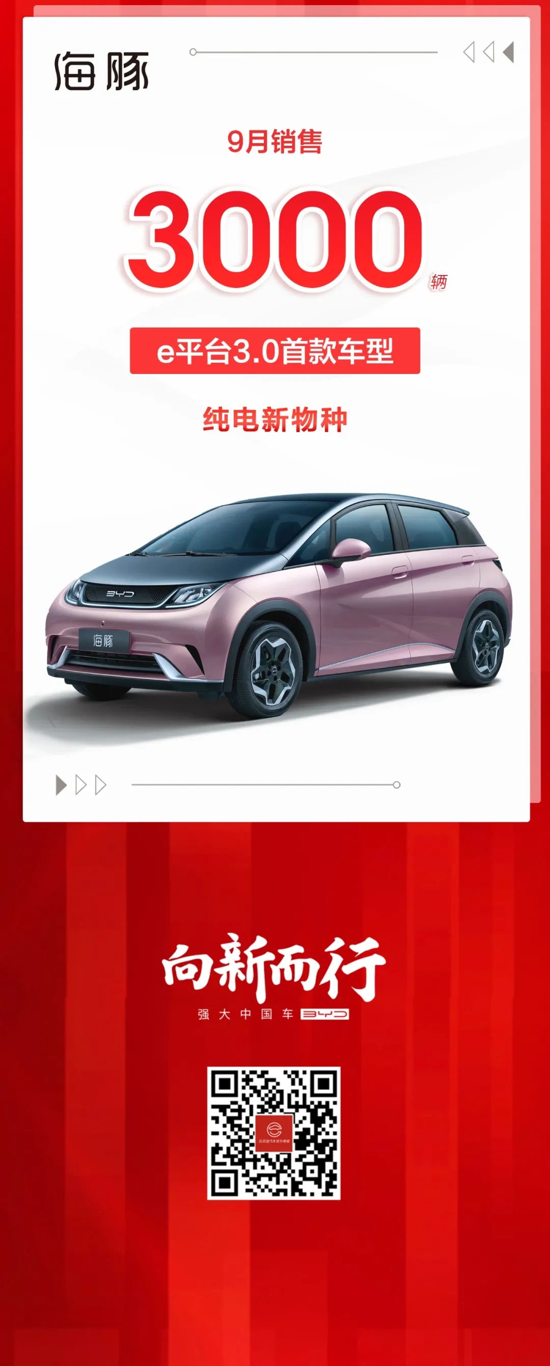 比亞迪9月新能源乘用車銷售破7萬輛 海豚銷售3000輛