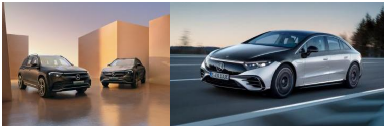 奔馳EQA、EQB純電SUV，奔馳電動旗艦全新EQS（從左到右）