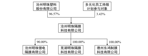 上述交易完成后滄州明珠鋰離子電池隔膜業務股權架構