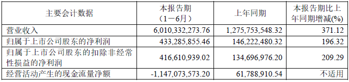 龍蟠科技2022年上半年主要會計數(shù)據(jù) 單位：元
