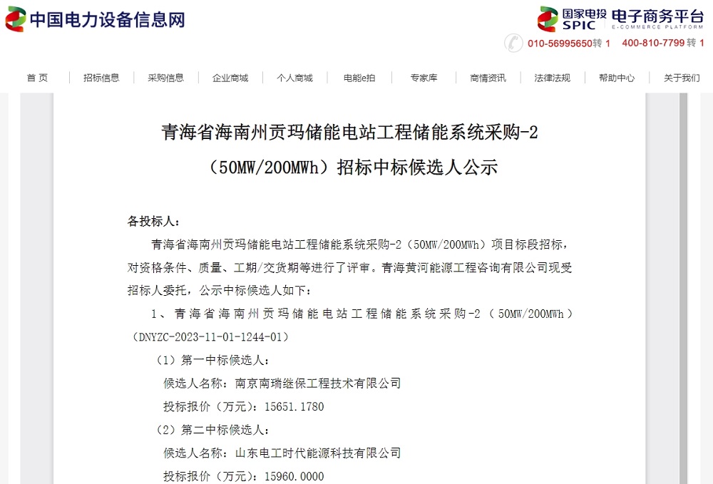 最低0.592元/Wh!國家電投多個儲能系統項目開標 最低0.592元/Wh!國家電投多個儲能系統項目開標